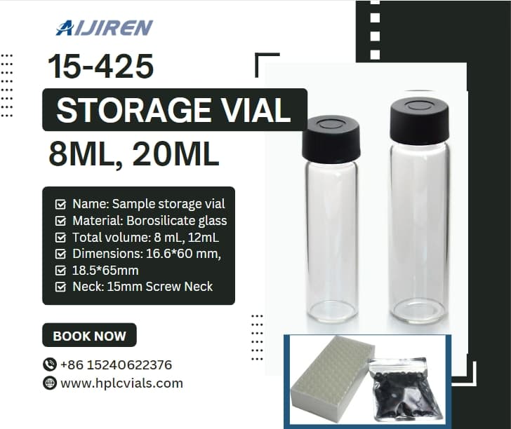 Vial con espacio de cabeza de 20 ml Vial de almacenamiento de muestra de vidrio con cuello de rosca de 60 ml