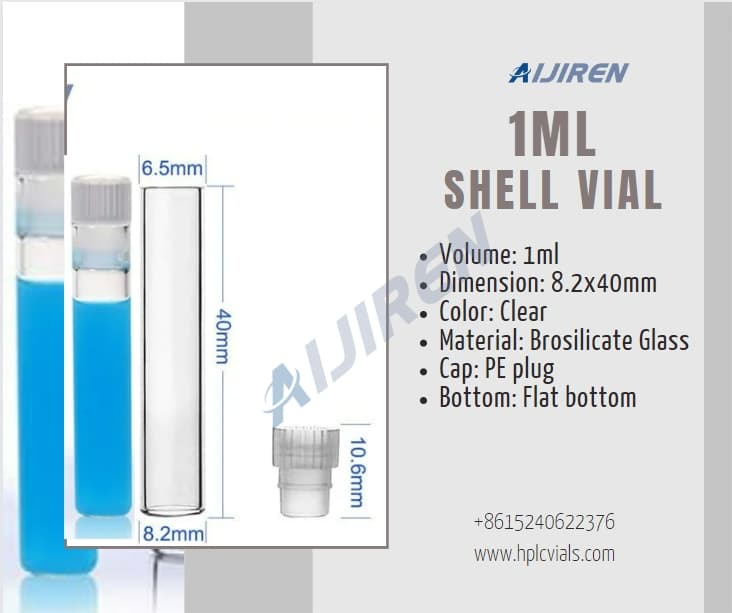 1 ml 8,2 x 40 mm flacon met doorzichtig omhulsel