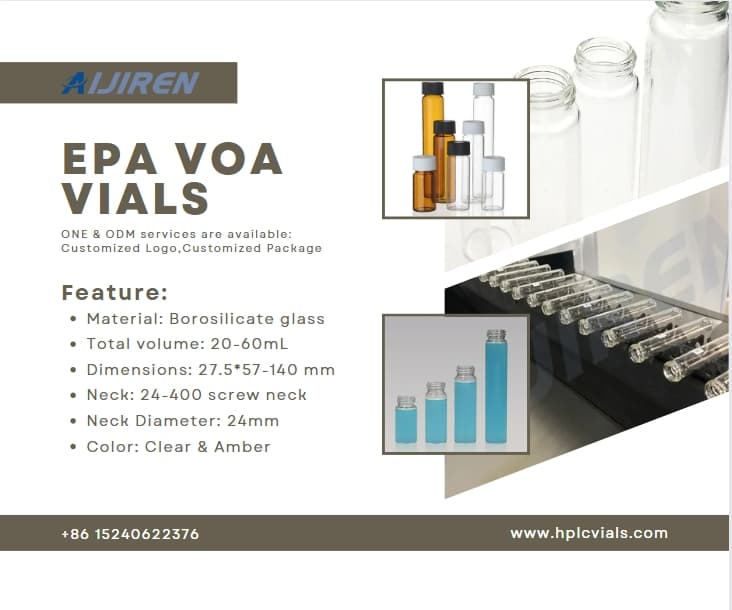 20ml headspace vialChina Supply 20-60mL EPA VOA Vials