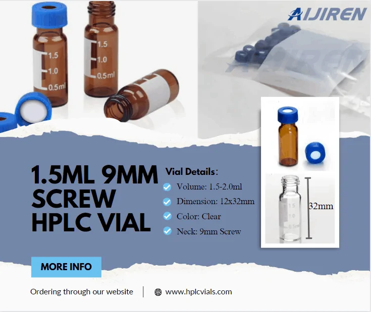 1.5ml 9mm Screw HPLC Vial for Lab