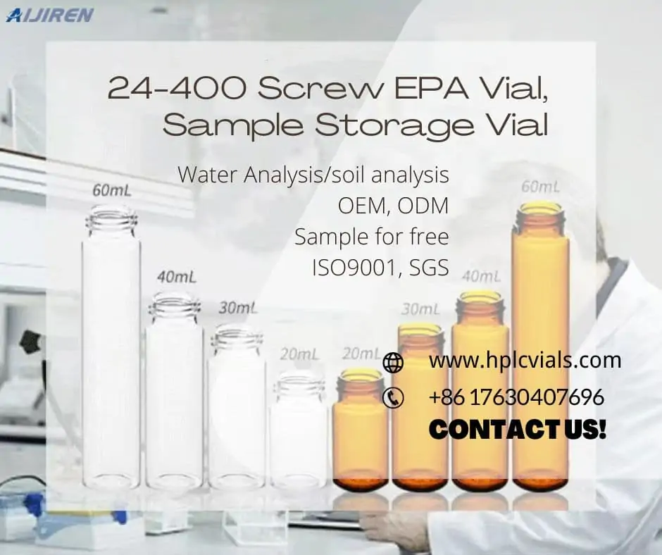 24-400 Screw EPA Vial, Sample Storage Borosilicate Glass Vial for Water Analysis/soil analysis