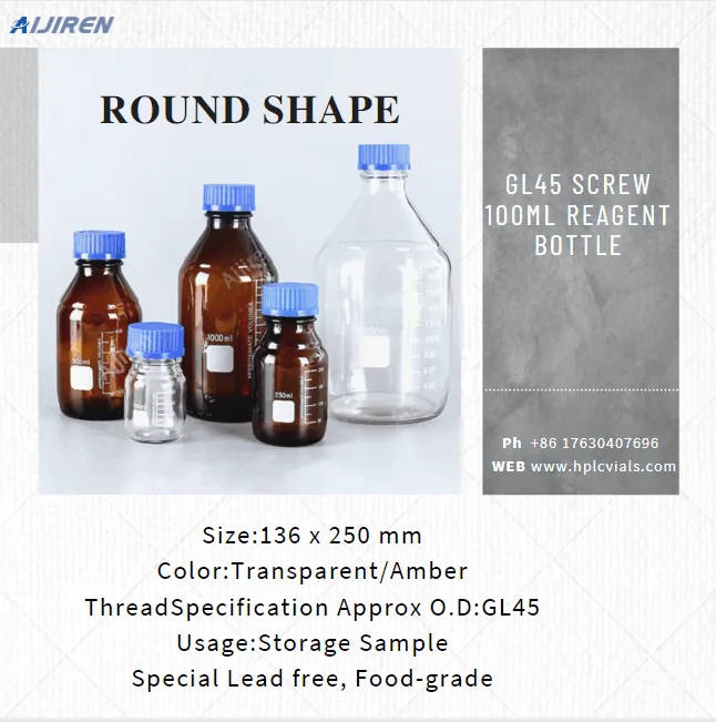 Laboratory Bottle 500ml GL45 Screw 100ml Blue Cap Glass Reagent Bottle