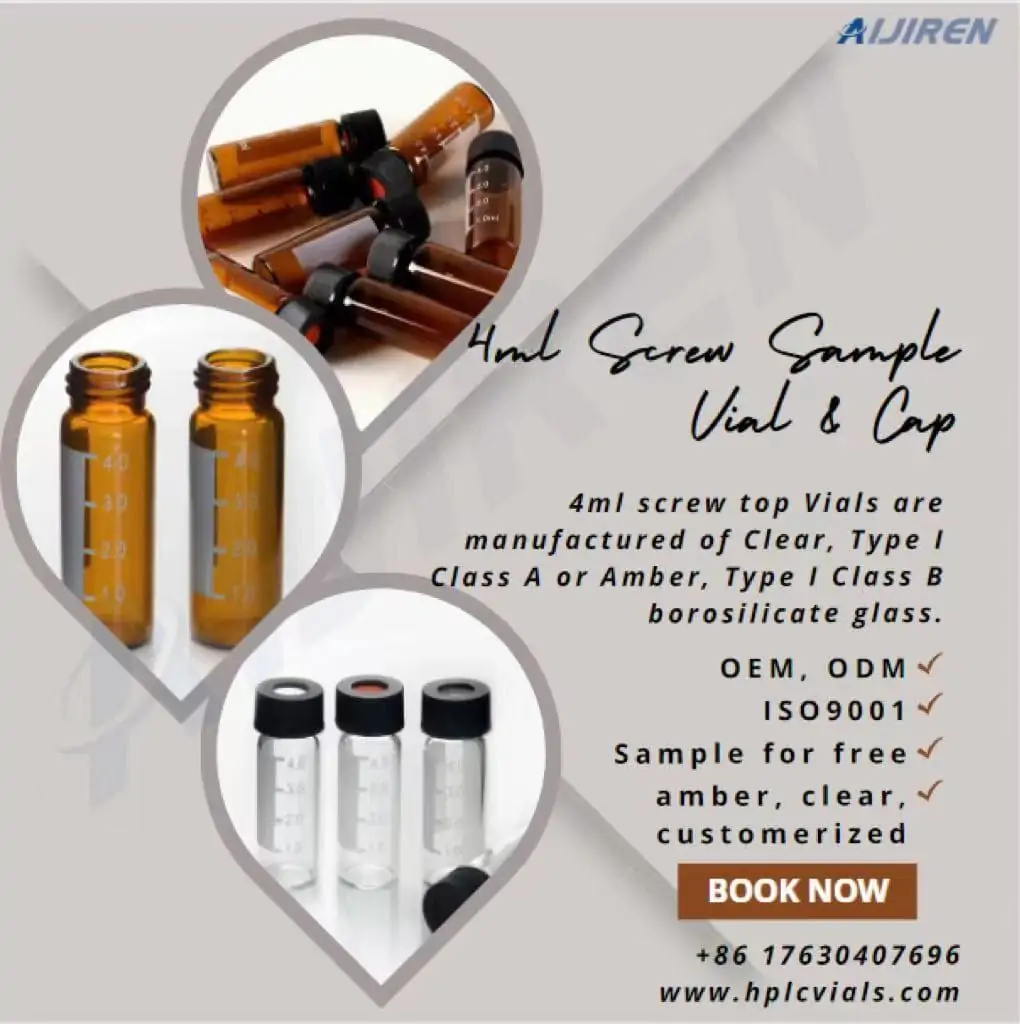 2ml autosampler vialHot sale lab analysis wholesale empty glass 4ml HPLC vial