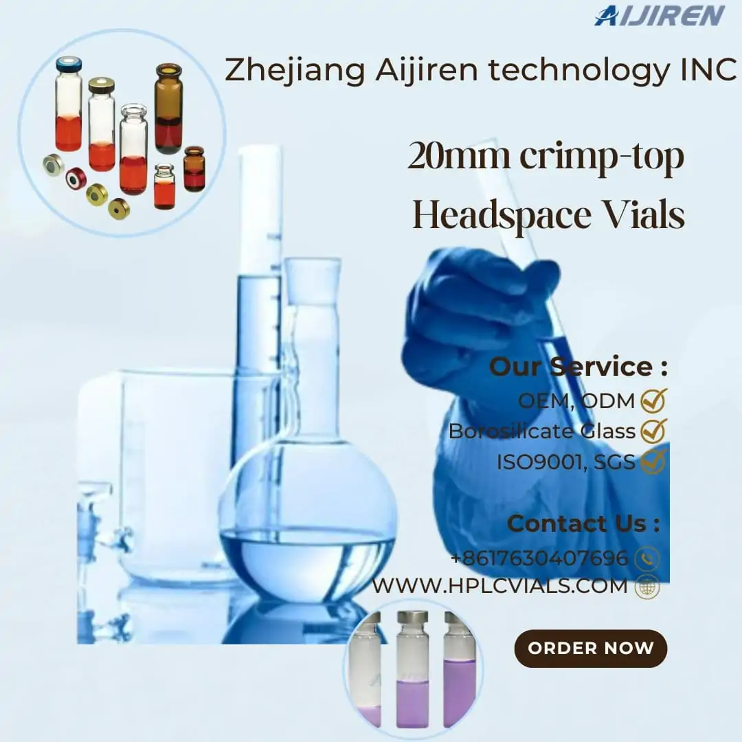 2ml autosampler vial20mm Crimp-top Gas Chromtography Sample Vial with  Rubber Stopper