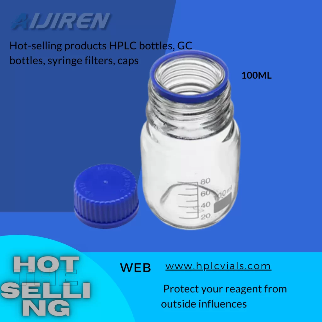 50ml 100ml 250ml 1000ml 2000ml clear boro 3.3 reagent bottle with gl45 blue caps supplier